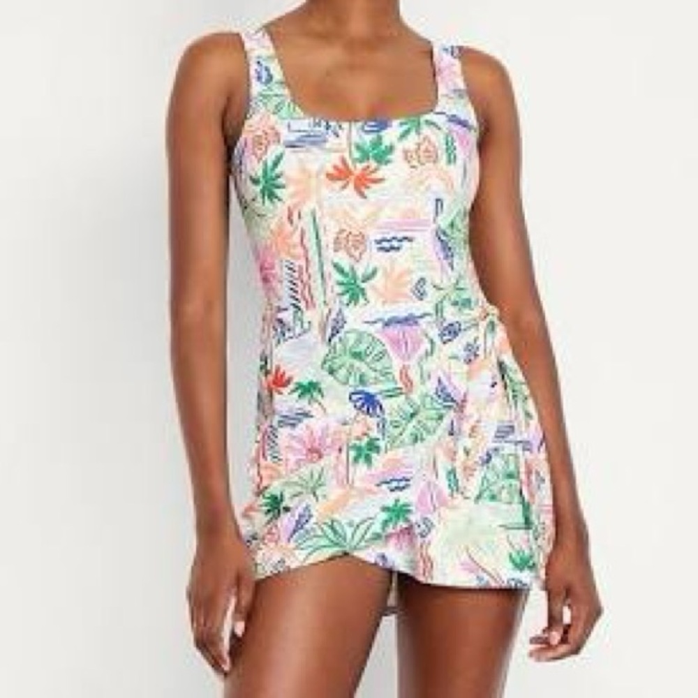 Tropical Print Women's Swim Dress